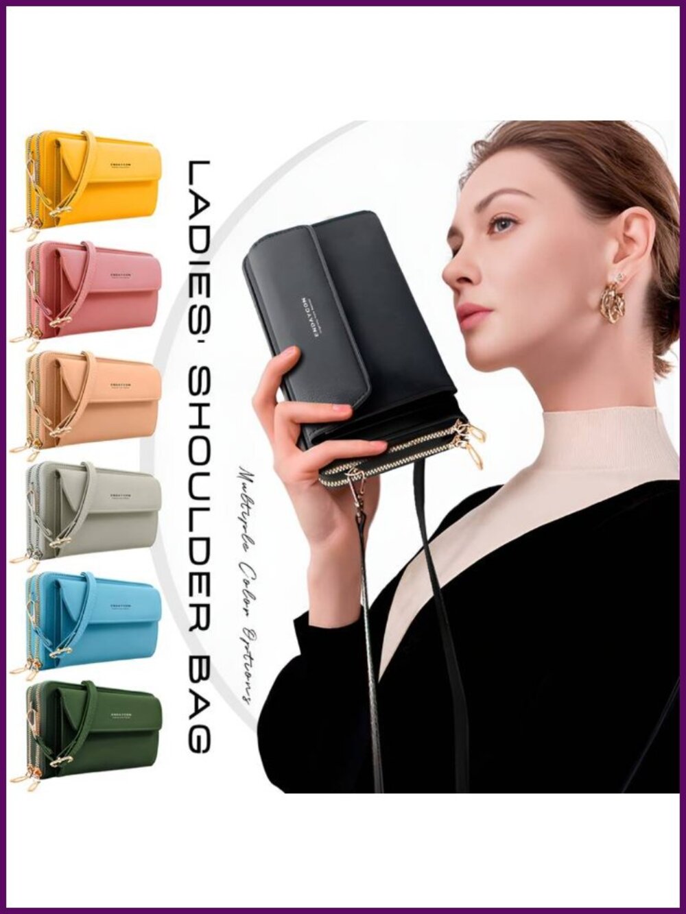 Versatile Mobile Phone Bag Wallet Large Capacity Double Layer Zipper Card Bag
